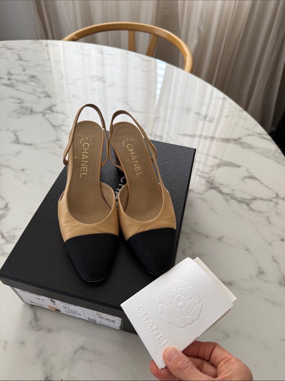 Chanel heeled sling back shoes